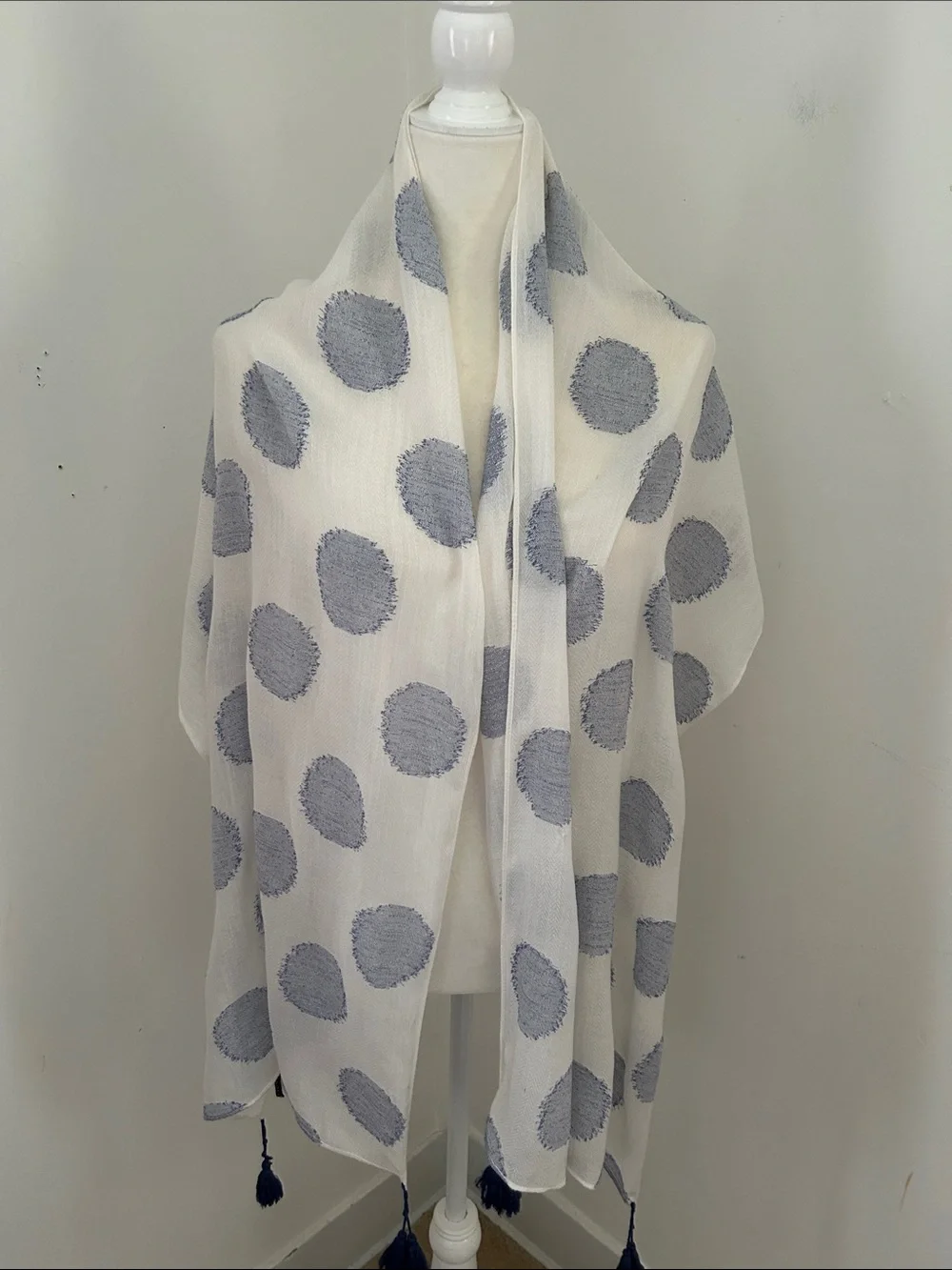 Talbots White and Light Blue  Polka Dots Cotton Wrap